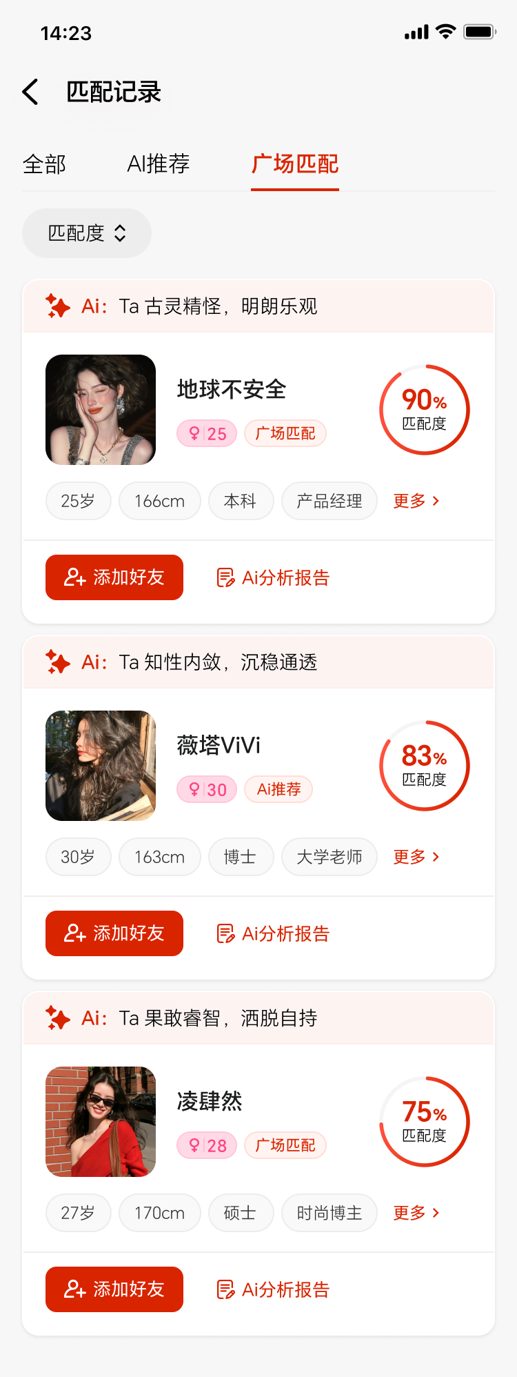 匹配分析报告页面